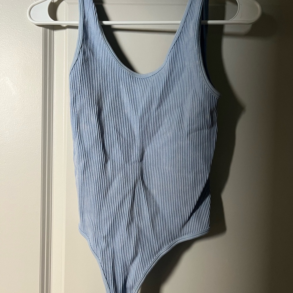 Forever 21 Light Blue Ribbed Bodysuit Tank